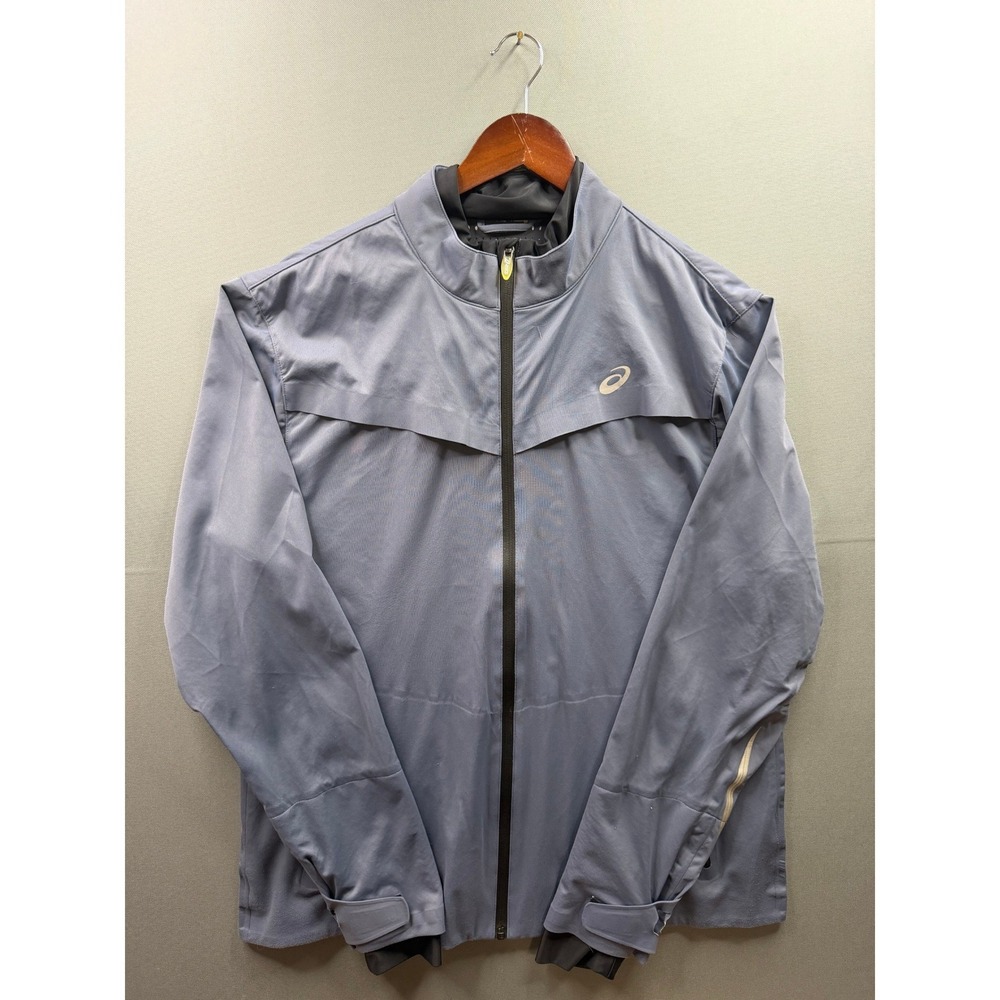 Asics Track Jacket‎ Mens Blue Gray Full Zip Mock Neck Athletic XL